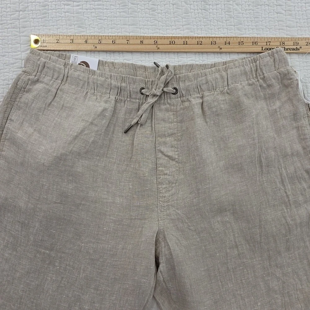 Panama Jack 100% Linen Pants Men's XL (36x30) Natural Taupe Elastic Waist NEW